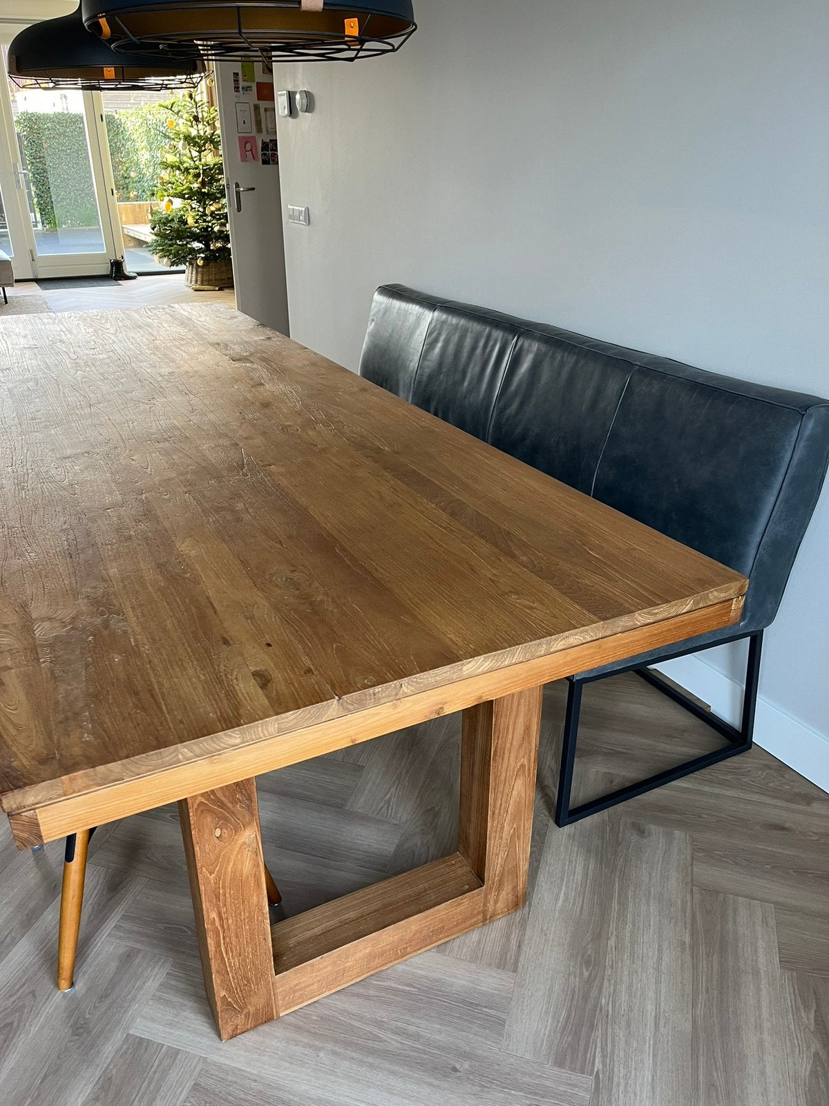 Eettafel 2.80 m, Ophalen, Teakhout, 50 tot 100 cm, Zo goed als nieuw