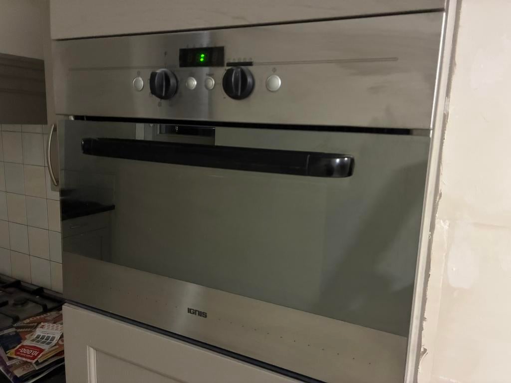 Moet weg -> Ignis AMT-024 combi oven met magnetron functie, Gebruikt, Oven met grill, Inbouw, 45 tot 60 cm