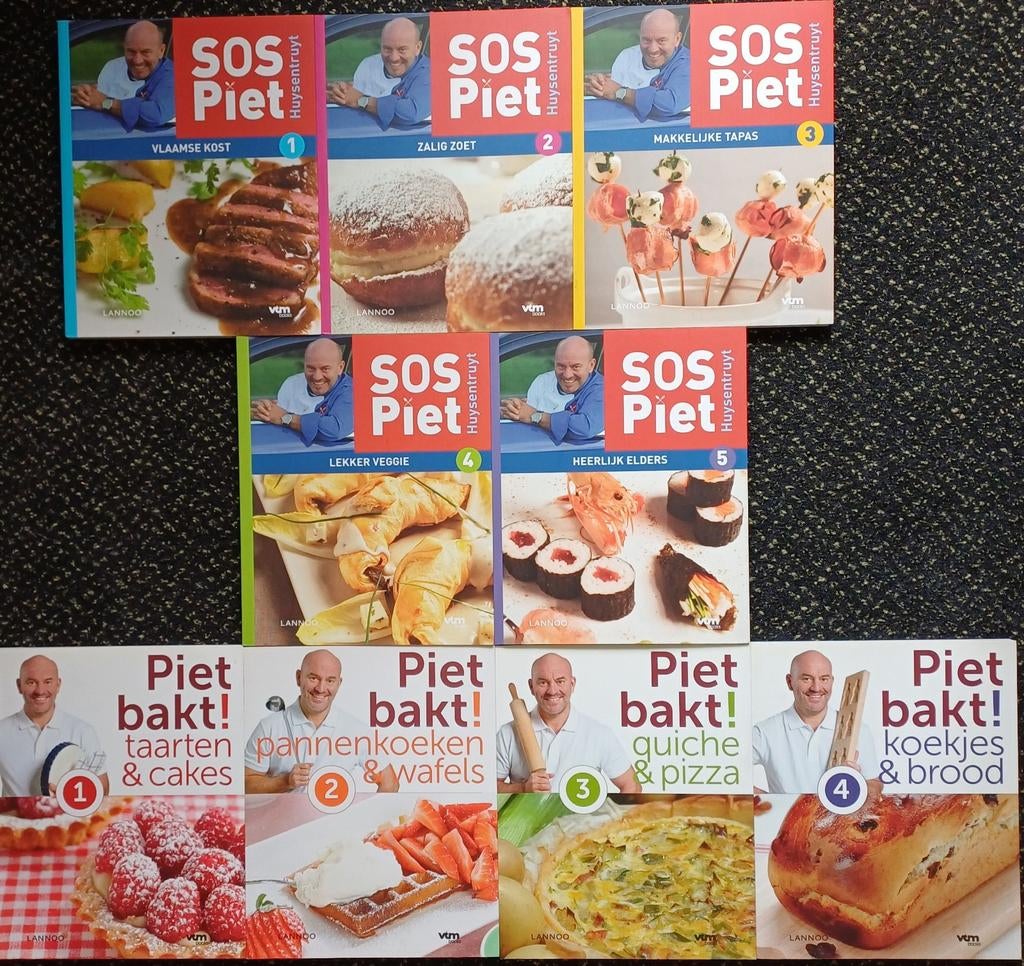 SOS Piet (5) en Piet bakt (4), Boeken, Ophalen, Zo goed als nieuw, Piet Huysentruyt, Nederland en België