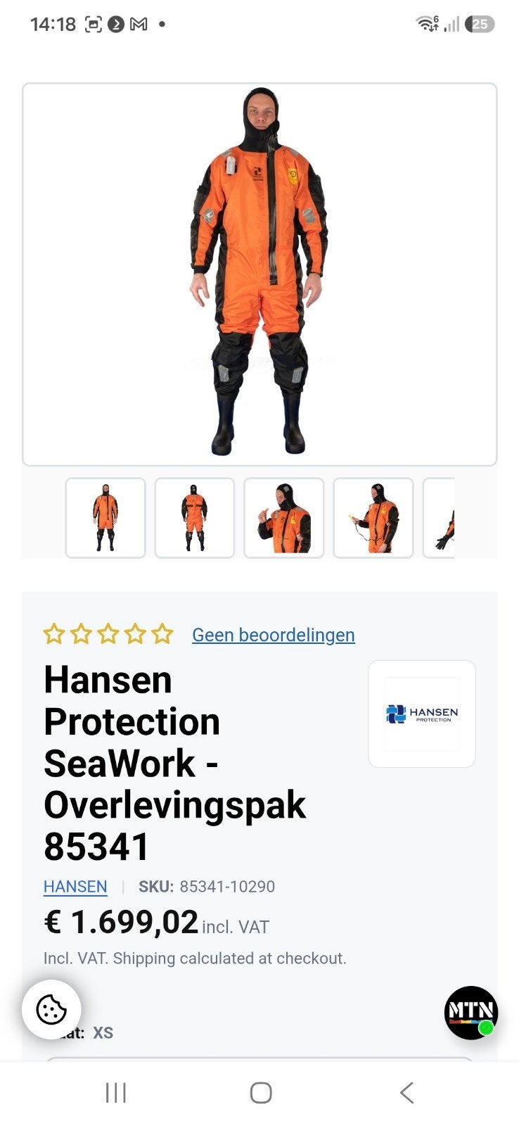 2x hansen seawork 0575 werkpak offshore zeilpak full immersi, Ophalen of Verzenden, Zeilpak