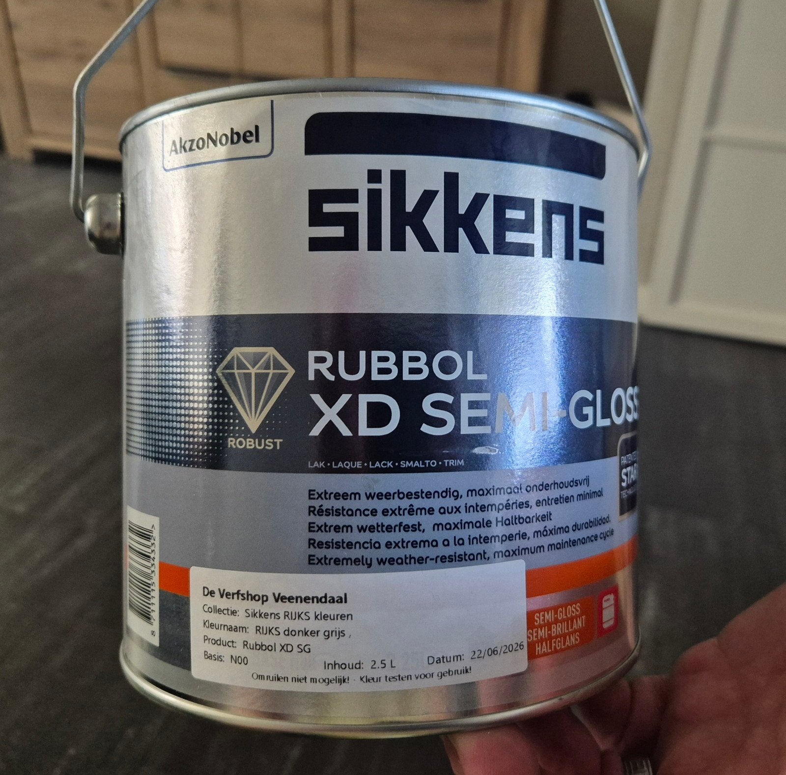 Sikkens Rubbol XD Semi-Gloss - RIJKS donkergrijs 2,5L, Ophalen of Verzenden, Nieuw, Grijs, Lak