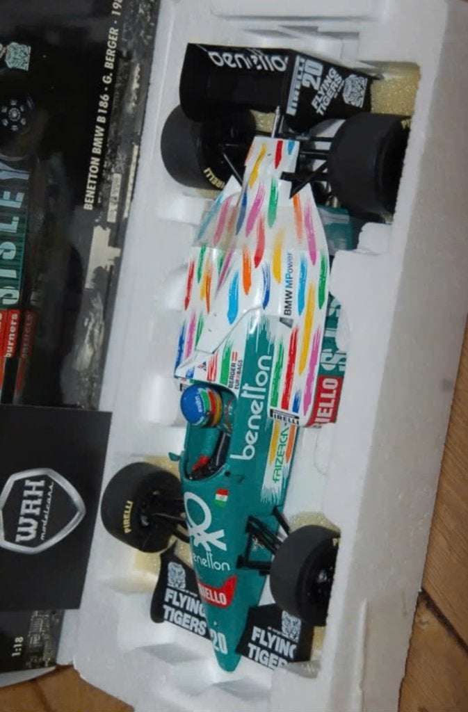 1:18 F1 BENETTON B186 GERHARD BERGER Minichamps in box WRH, Verzenden, Zo goed als nieuw, Auto, MiniChamps