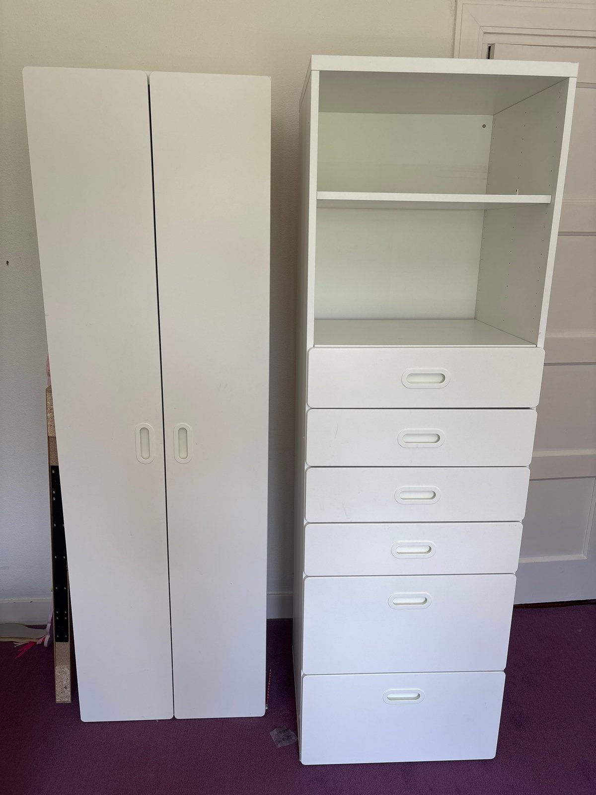 Witte IKEA kledingkasten met lades en hangruimte, Huis en Inrichting, Kasten | Kledingkasten, Ophalen, Gebruikt, 100 tot 150 cm