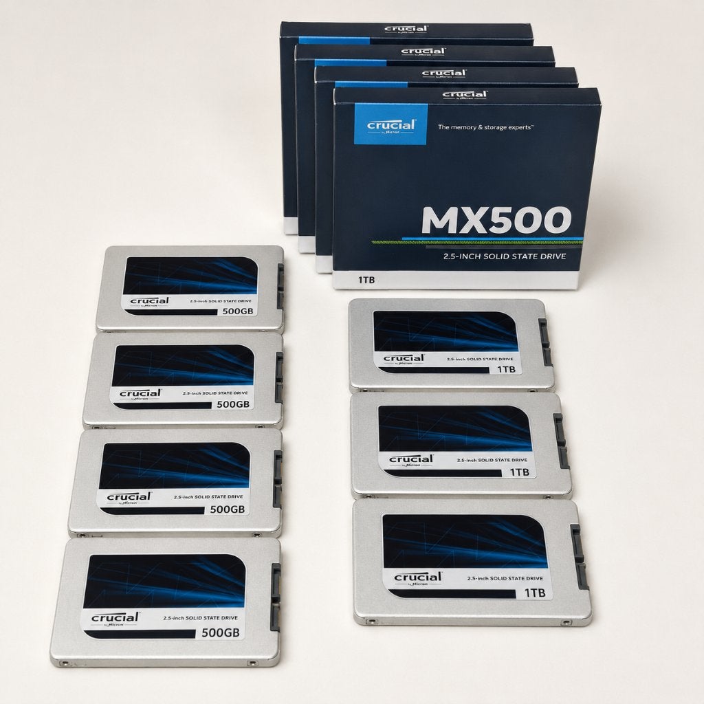 PARTIJ CRUCIAL MX500 SSD’S – 500GB & 1TB – 8 STUKS, Computers en Software, Intern, Ophalen of Verzenden, Zo goed als nieuw, SSD