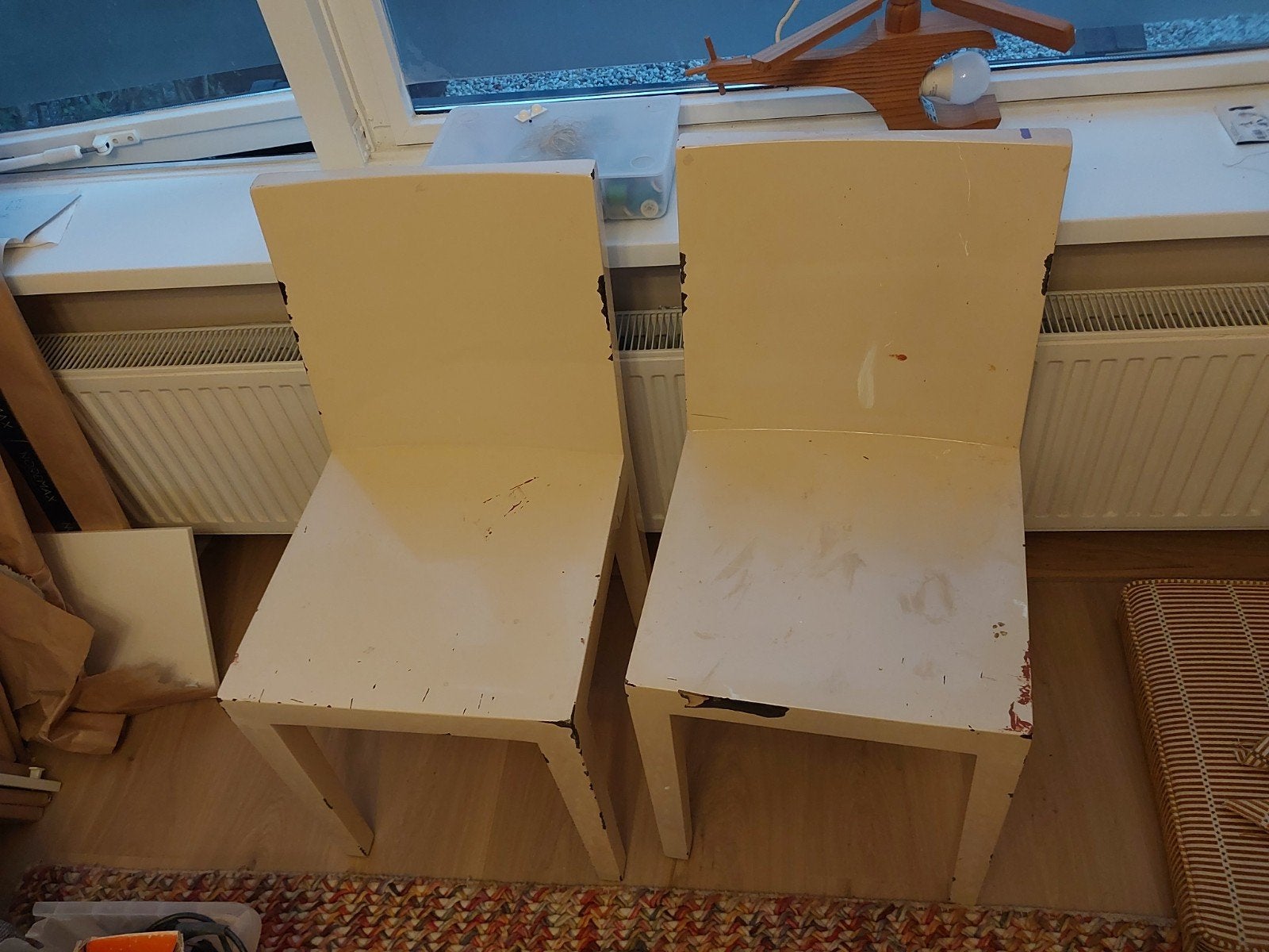 4x ideale klusstoelen, Ophalen, Gebruikt, Wit, Vier
