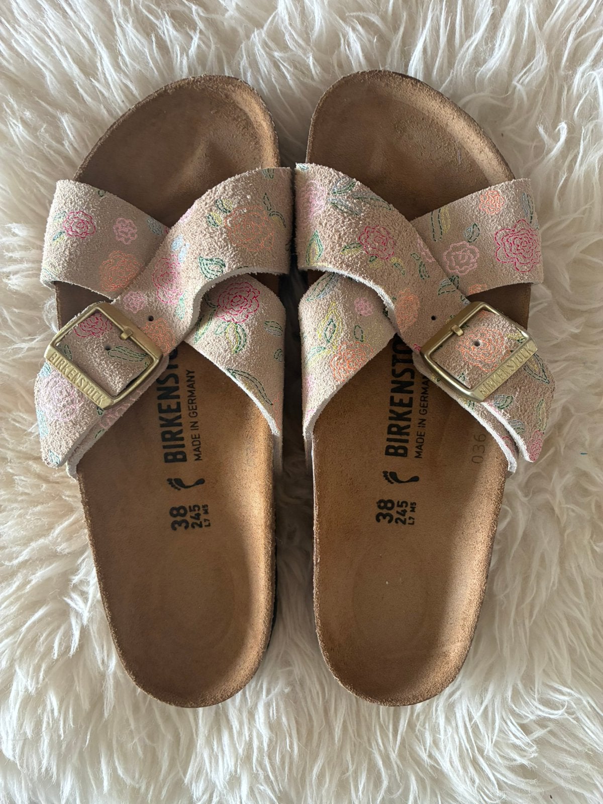 Birkenstock sandcastle flower print maat 38, Verzenden, Beige, Nieuw, Sandalen of Muiltjes