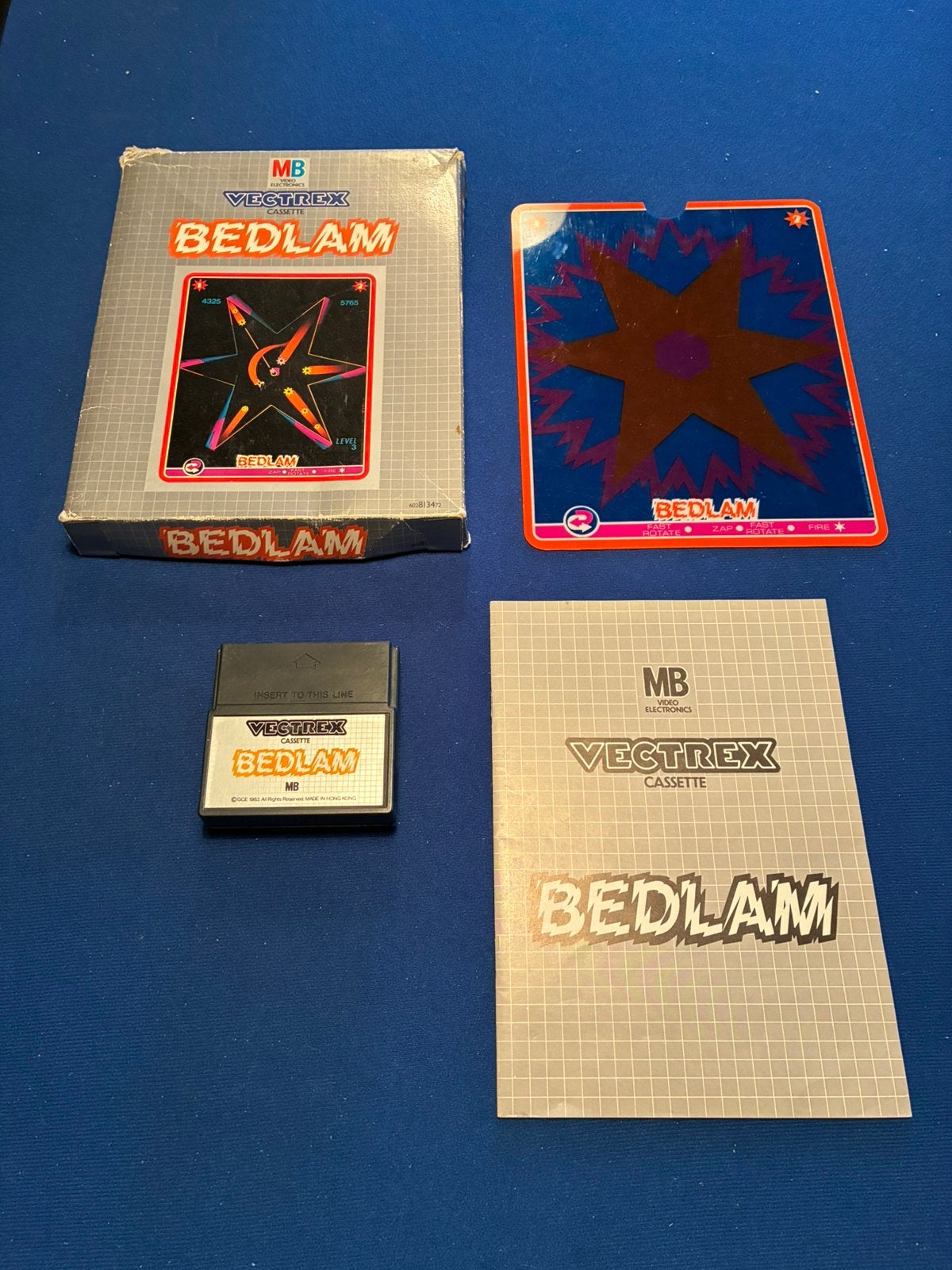 Vectrex spel Bedlam, Avontuur en Actie, Gebruikt, 1 speler, Eén computer