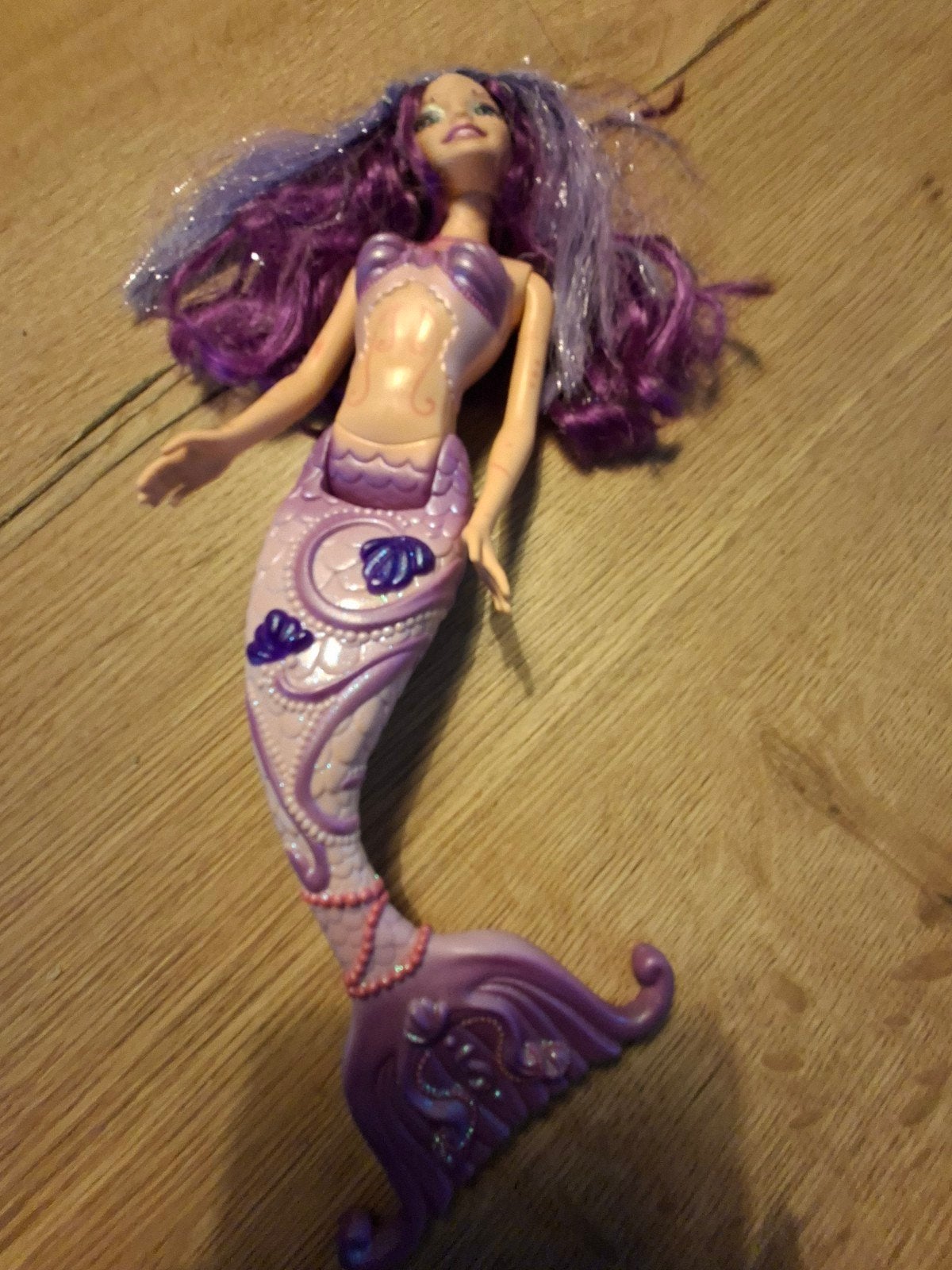 Barbie Fairytopia Mermaidia Merissa pop 2005 paars, Ophalen of Verzenden, Gebruikt, Barbie