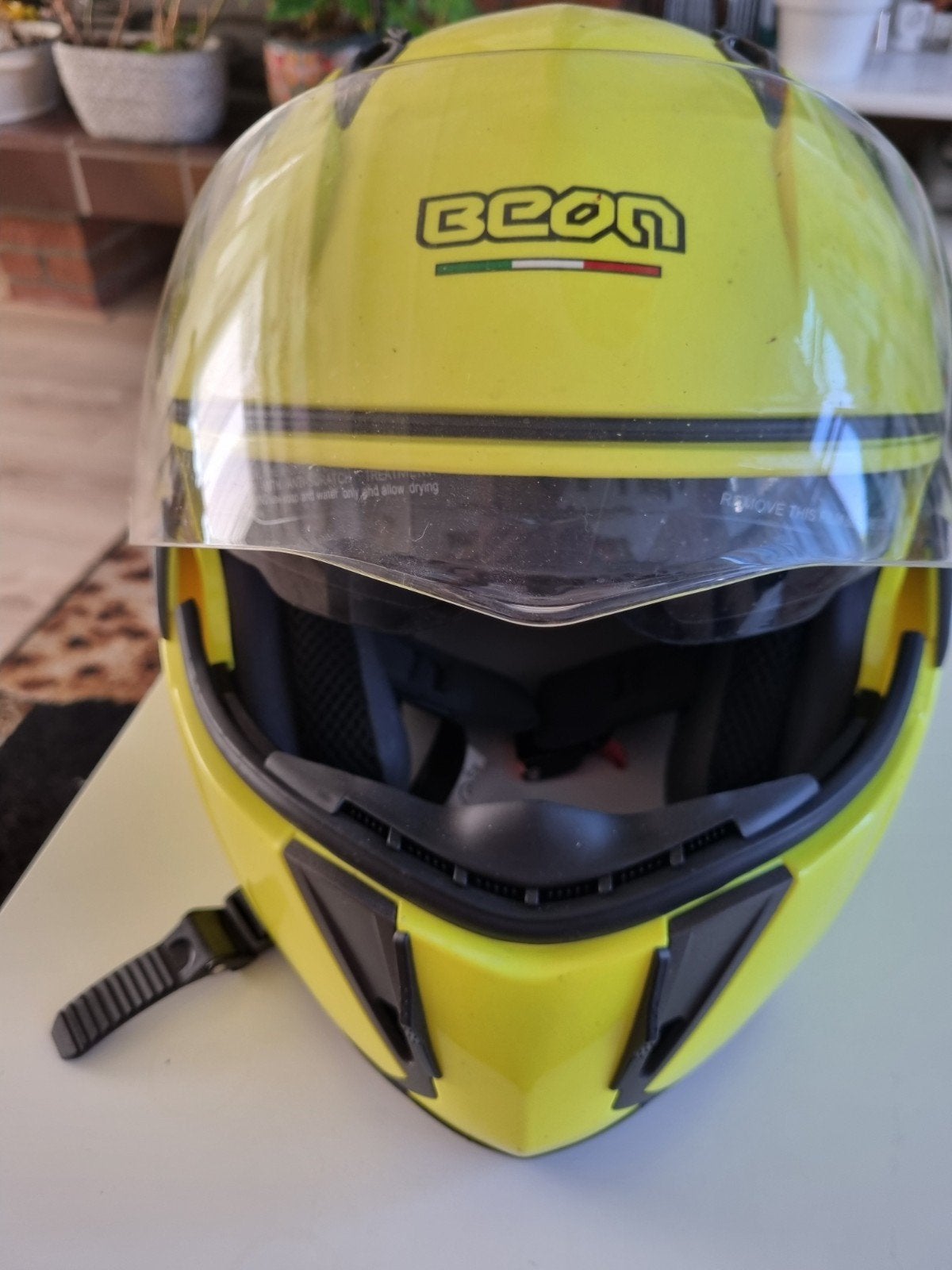 Gele Beon Design Integraalhelm - Maat L, Motoren, Dames, Integraalhelm, L, Tweedehands