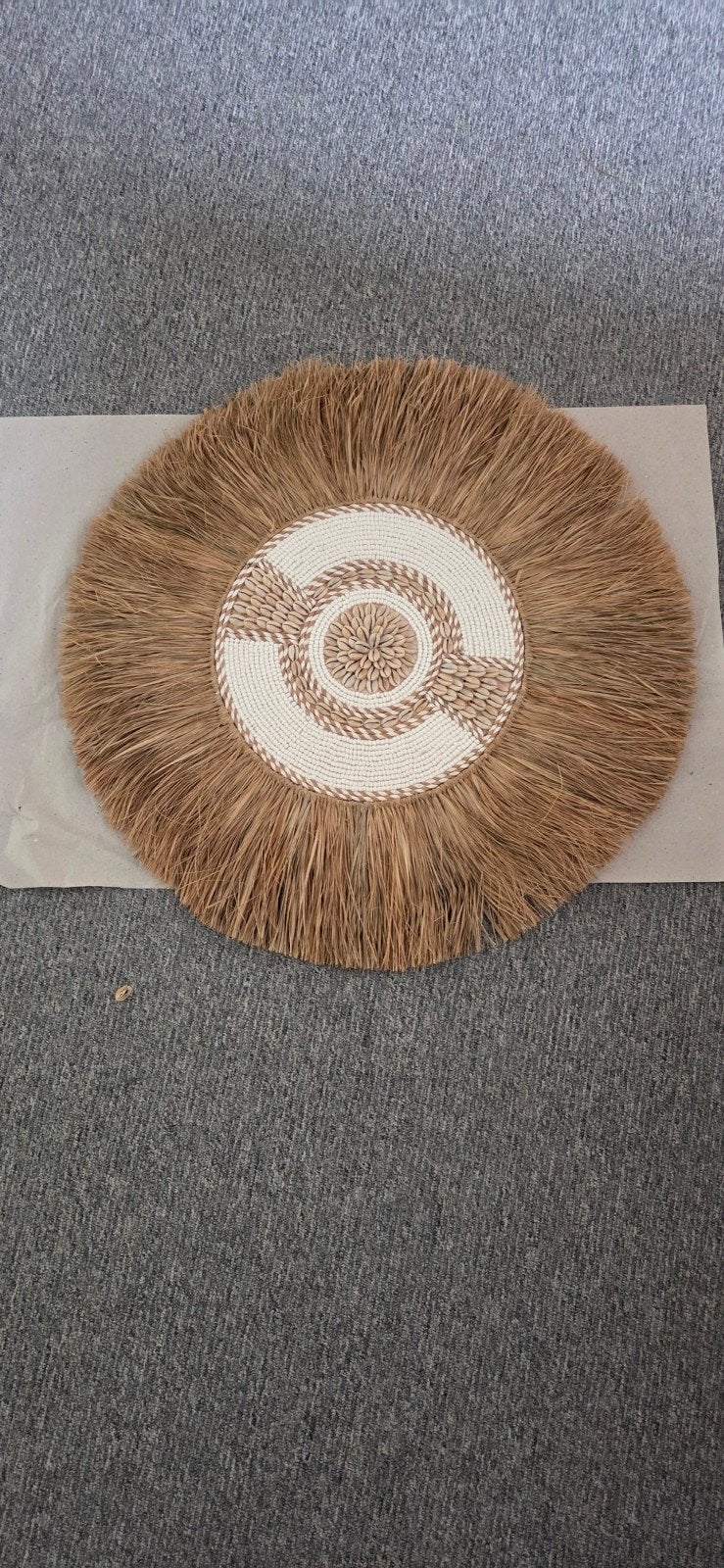 Wanddecoratie van schelpen en natuurlijke vezels, Beige, Boho, Nieuw, Ophalen of Verzenden