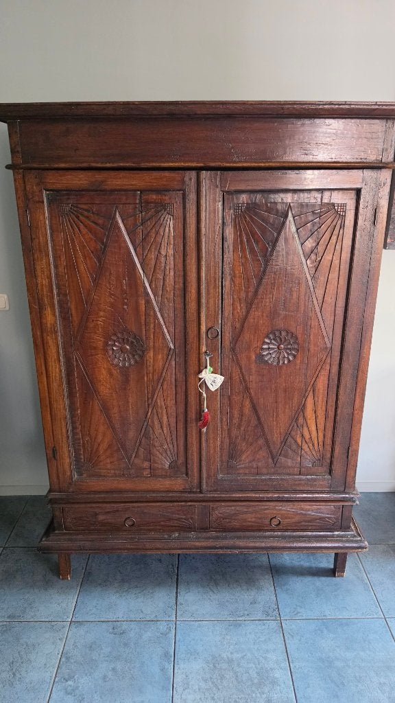 Mooie koloniale kast, Ophalen, Gebruikt, Met deur(en), Teakhout