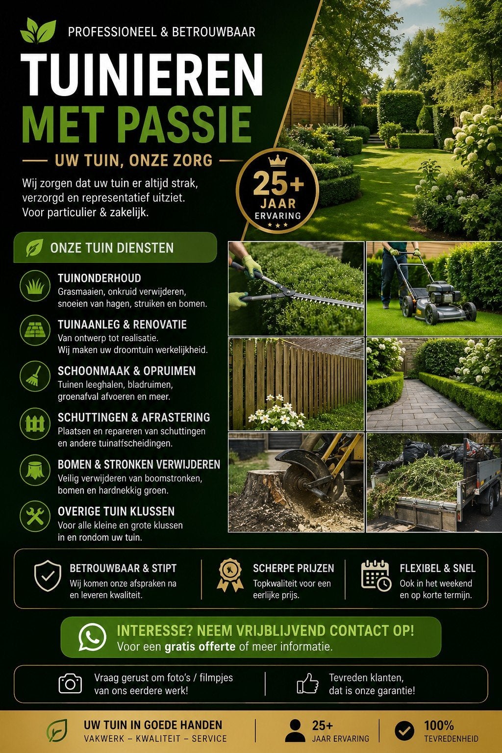 PROFESSIONELE TUINIER & TUINSERVICE | 25+ JAAR ERVARING, Diensten en Vakmensen, Garantie, Tuinonderhoud of Snoeiwerk