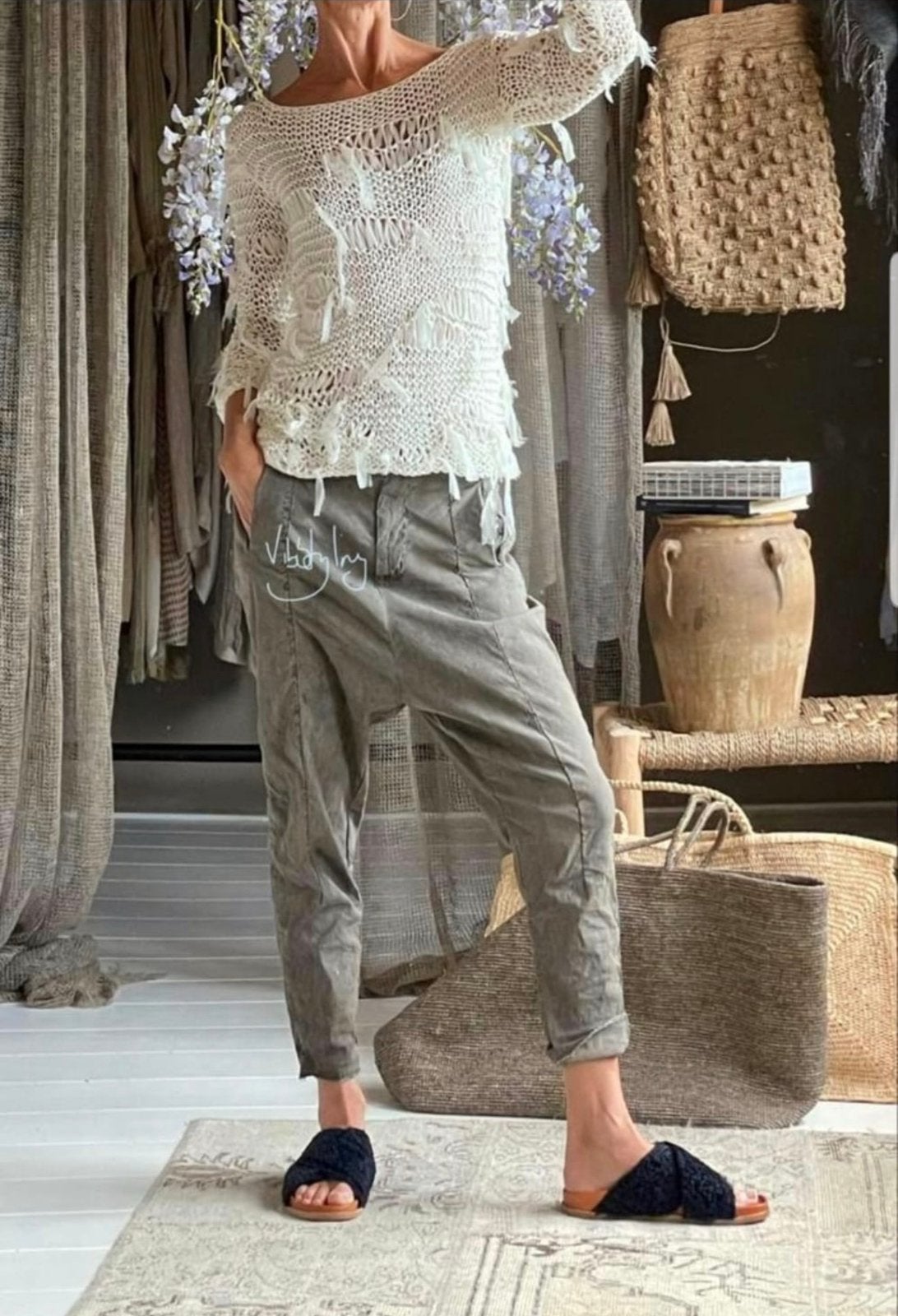 Topbroek masnada mt 36/38 stretch linnen materiaal dik vib, Kleding | Dames, Ophalen of Verzenden, Nieuw