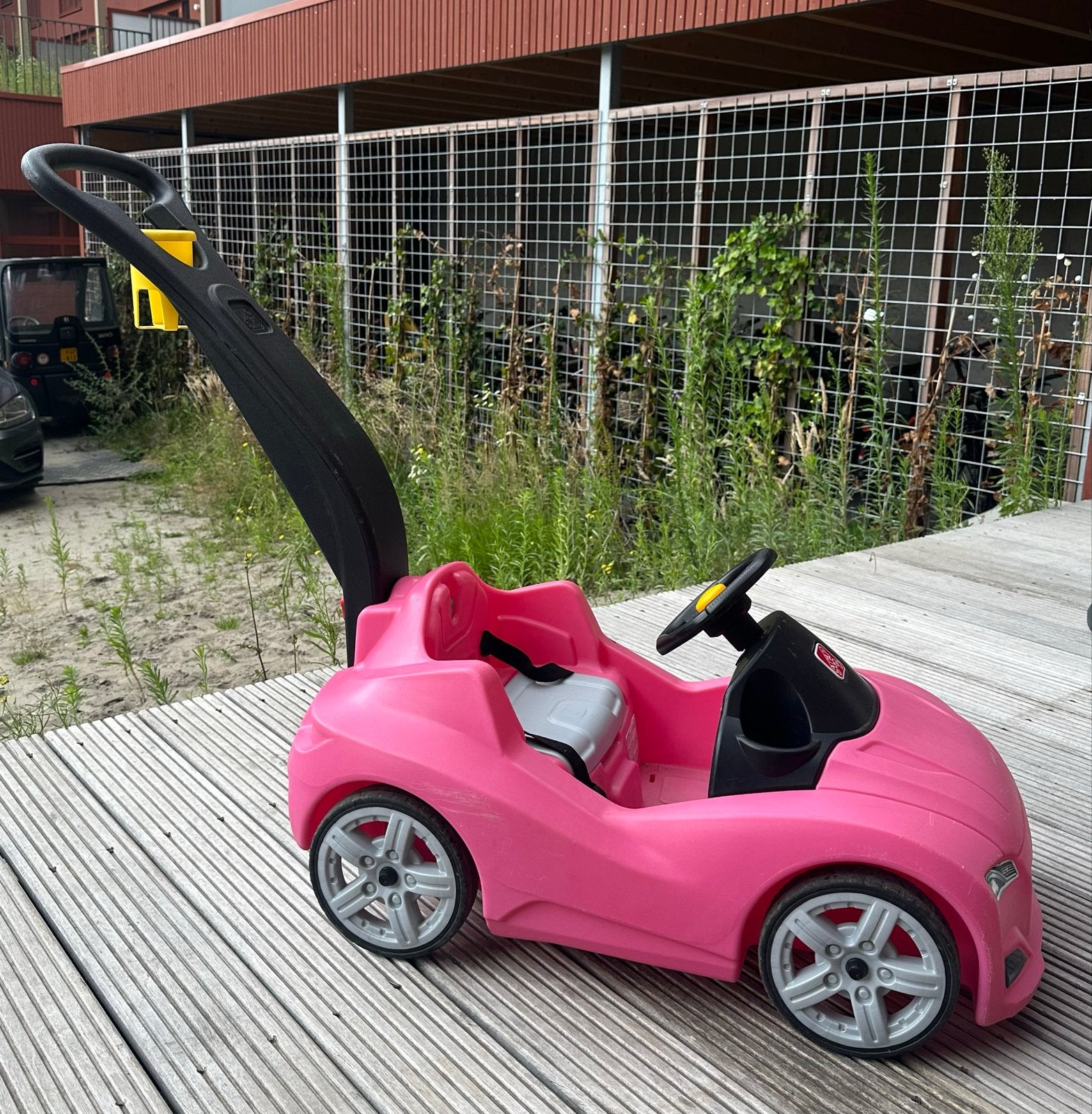 Roze loopauto met duwstang voor kinderen, Ophalen, Gebruikt, Duwvoertuig