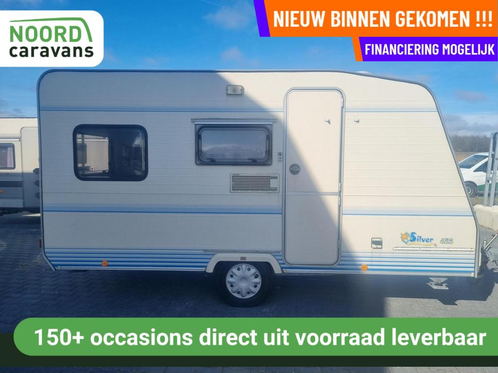 CARAVELAIR silver 425 VOORTENT + DWARSBED + FIETSENDRAGER, Caravans en Kamperen, Serviceluik, Bedrijf, 750 - 1000 kg, 5 tot 6 meter