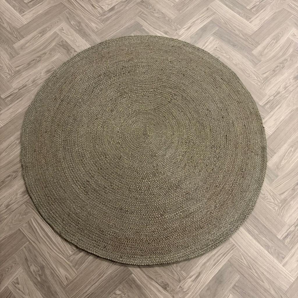 Rond Vloerkleed Brinker Carpets Jute Grijs - 180x180cm, Huis en Inrichting, 150 tot 200 cm, Rond, Ophalen of Verzenden, Zo goed als nieuw
