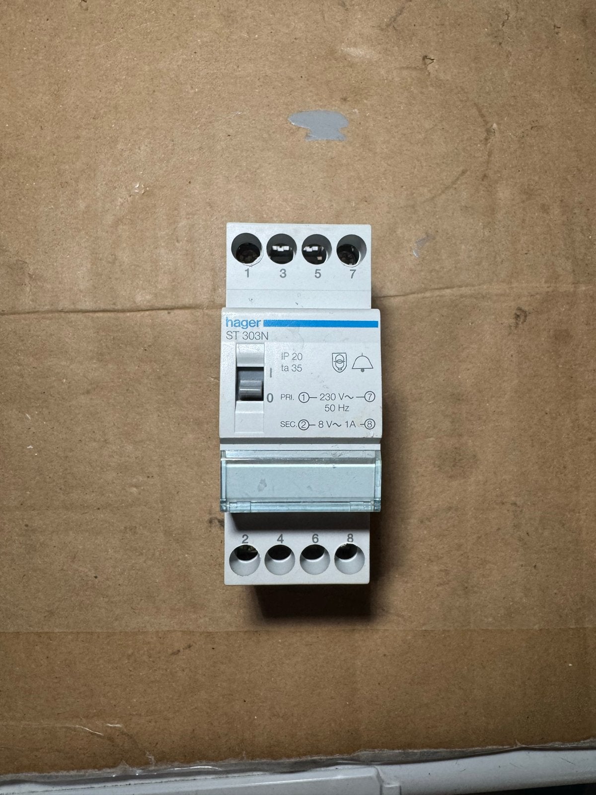 Hager ST 303N beltransformator 230V naar 8V, Ophalen of Verzenden, Zo goed als nieuw, Hager, Overige typen