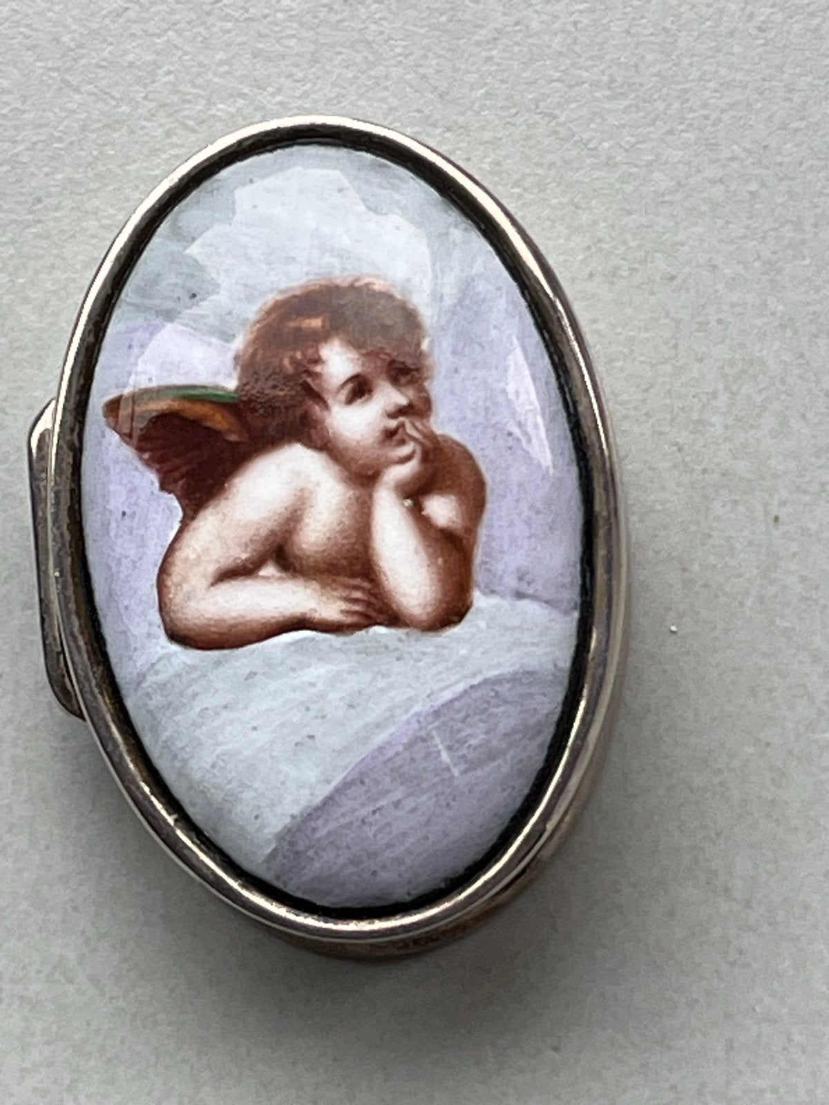 Zilveren Pillendoosje Engel - Gekeurd 925, Antiek en Kunst, Verzenden, Zilver