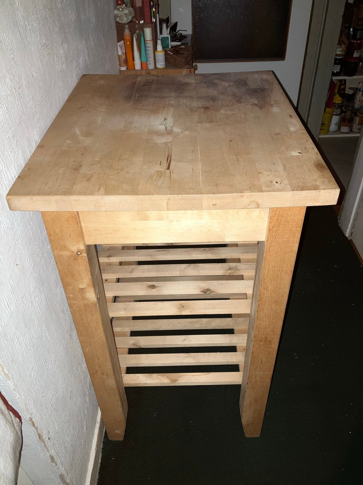 Houten Ikea Keukentrolley met Opbergrek en Wieltjes, Gebruikt, Hout, Keukentrolley, Ophalen