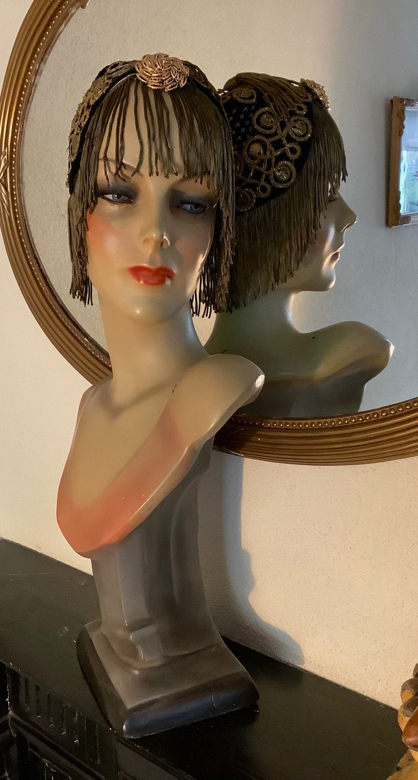 Antieke franse buste mannequin Art Deco glazen ogen 68 cm !, Ophalen of Verzenden