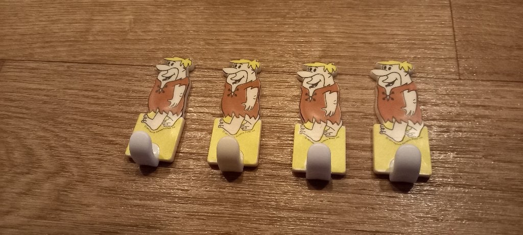 4x Barney ophang haakjes van de Flinstones, Wandkapstok, Kunststof, Gebruikt, Ophalen of Verzenden