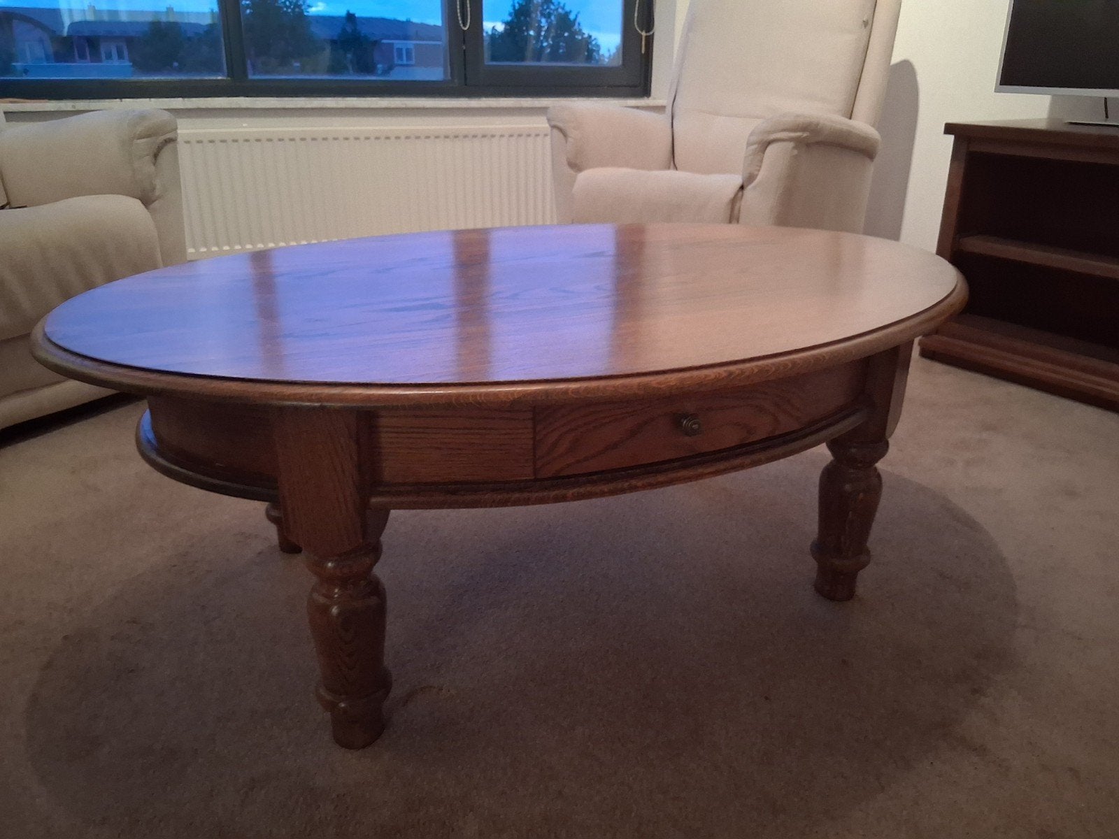 Eikenhouten ovale salontafel, Antiek en Kunst, Ophalen