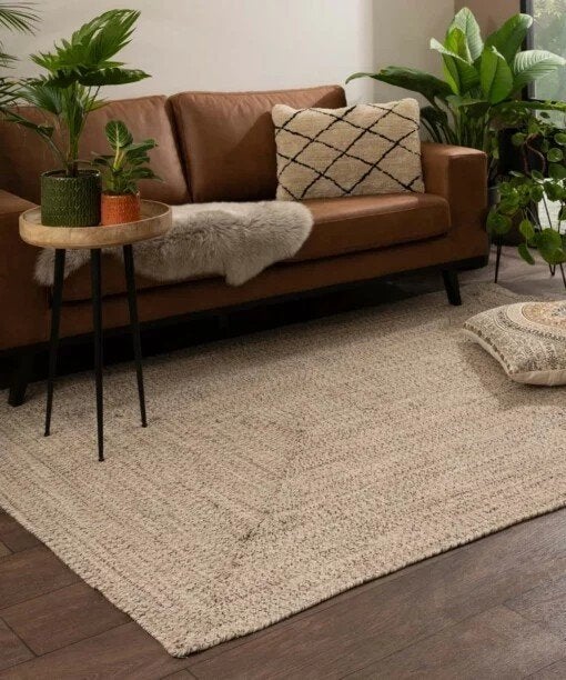 Vloerkleed katoen – beige/wit 240x340 nieuw, Beige, Ophalen of Verzenden, 200 cm of meer, Rechthoekig