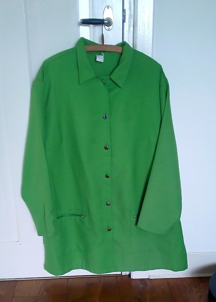 Vintage appelgroen vestje, jasblouse, bloes met knopen, Kleding | Dames, Ophalen of Verzenden, Gedragen, Maat 46/48 (XL) of groter