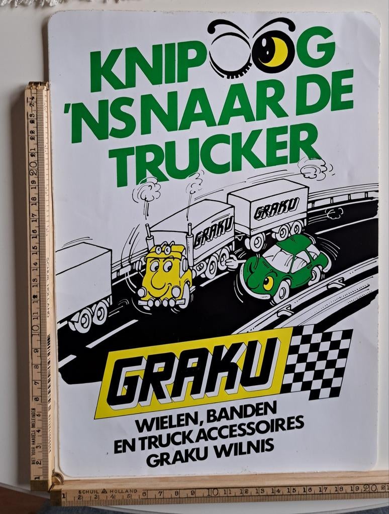 Grote vintage sticker Graku wielen banden truck accessoires, Verzamelen, Stickers, Zo goed als nieuw, Ophalen of Verzenden