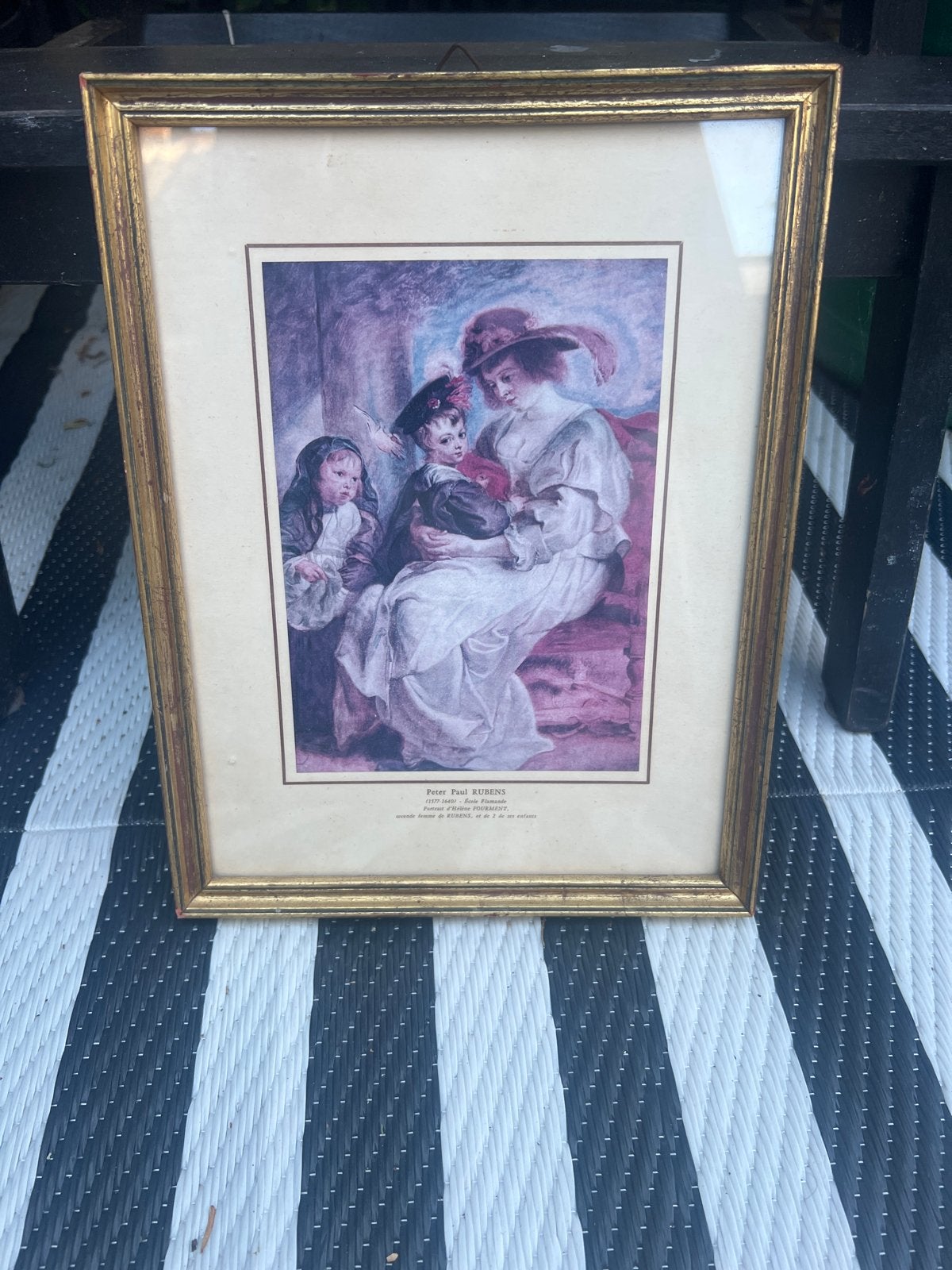 Rubens reproductie: Portret van Hélène Fourment met kinderen, Antiek en Kunst, Achter glas, Portret of Personen, Ophalen of Verzenden