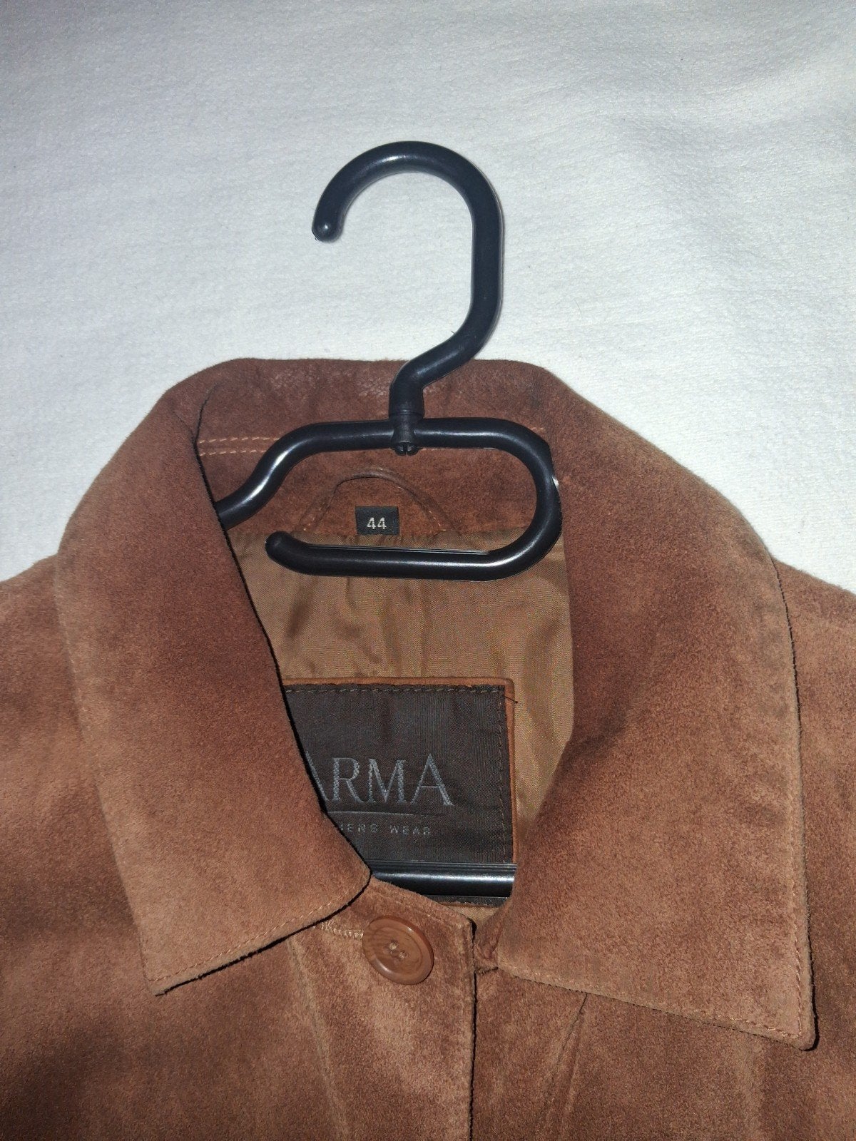 Retro suède damesjas jaren '90, van de Bijenkorf, Bruin, Arma, Maat 42/44 (L), Ophalen of Verzenden