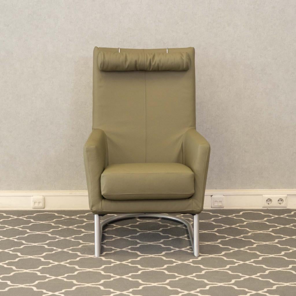 2x Montis Madonna fauteuils olijfgroen leder, Huis en Inrichting, Niet ingevuld, Niet ingevuld, Leer, Ophalen of Verzenden