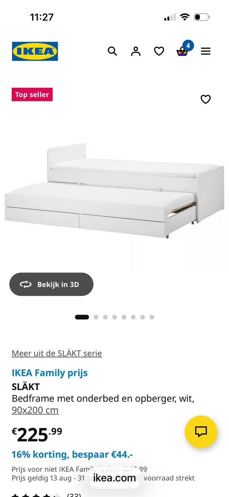 IKEA SLÄKT bed, Gebruikt, 100 cm of meer, 180 cm of meer, Ophalen