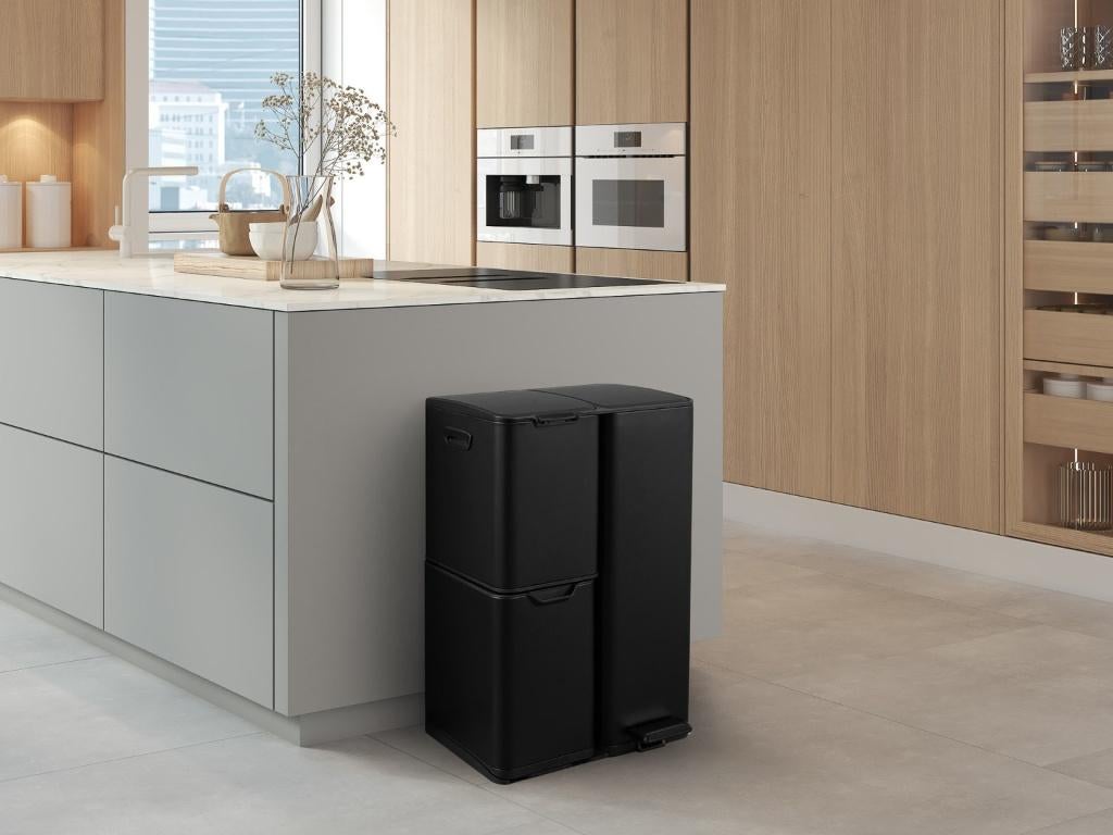 Umuzi Cleaning Prullenbak soft close 60L Black, Huis en Inrichting, Woonaccessoires | Prullenbakken, Nieuw, Kunststof, Minder dan 50 cm