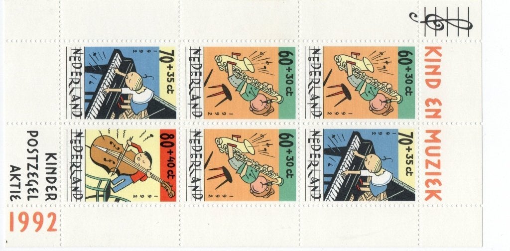 Nederland Postzegelactie 1992 - Kind en Muziek velletje, Verzenden, Na 1940, Postfris