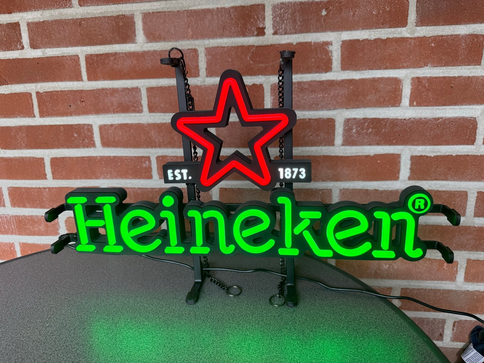 Heineken LED Neon Verlichting - 47 cm breed, Verzamelen, Biermerken, Ophalen of Verzenden, Zo goed als nieuw, Reclamebord, Plaat of Schild