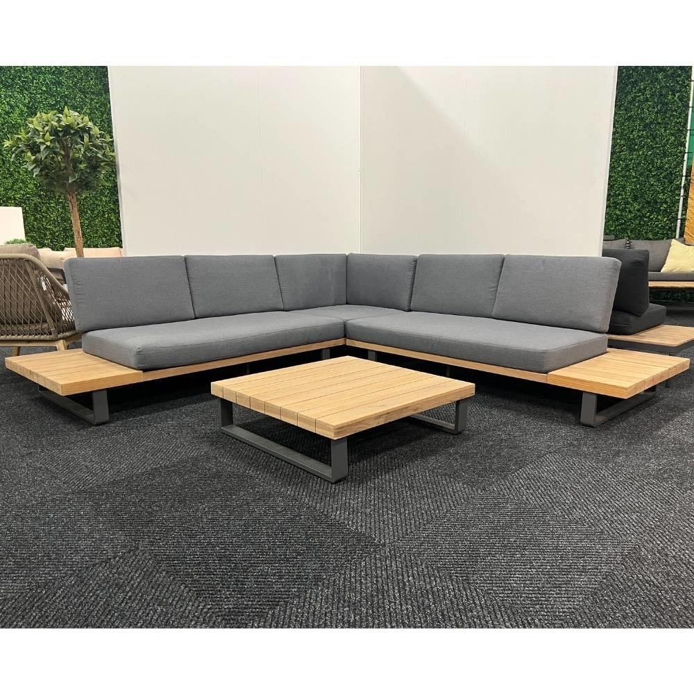 Salvador hoek loungeset | aluminium + hardhout | 260x260cm, Tuin en Terras, Tuinsets en Loungesets, Ophalen, 5 zitplaatsen, Aston Martinlaan 36