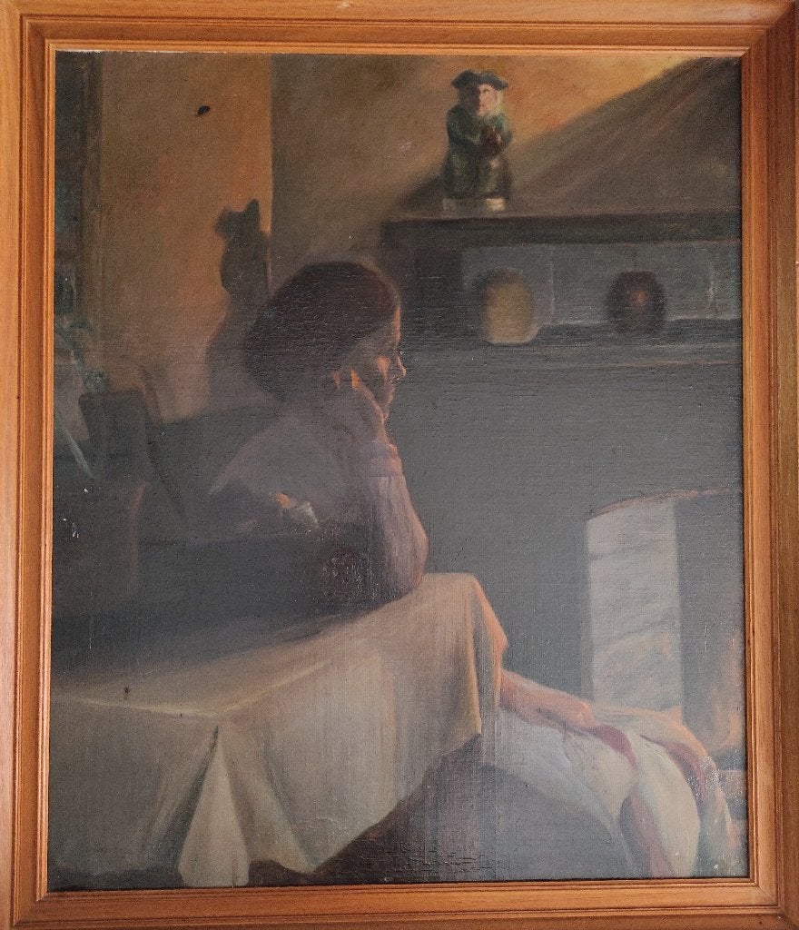 Oud Schilderij Vrouw, Antiek en Kunst, Ophalen, Ingelijst, Portret