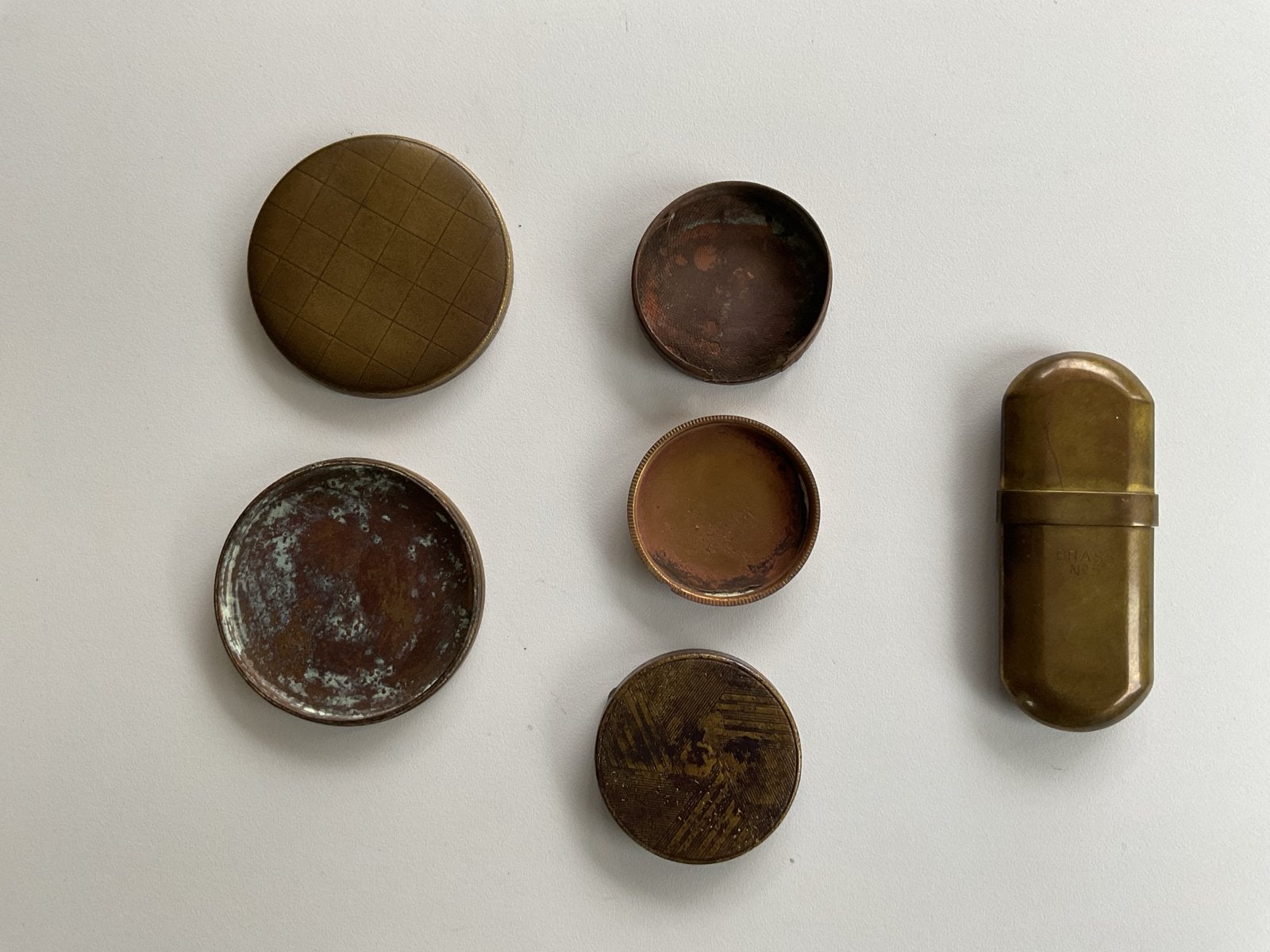 Vintage messing poederdoosjes en aansteker, Ophalen of Verzenden