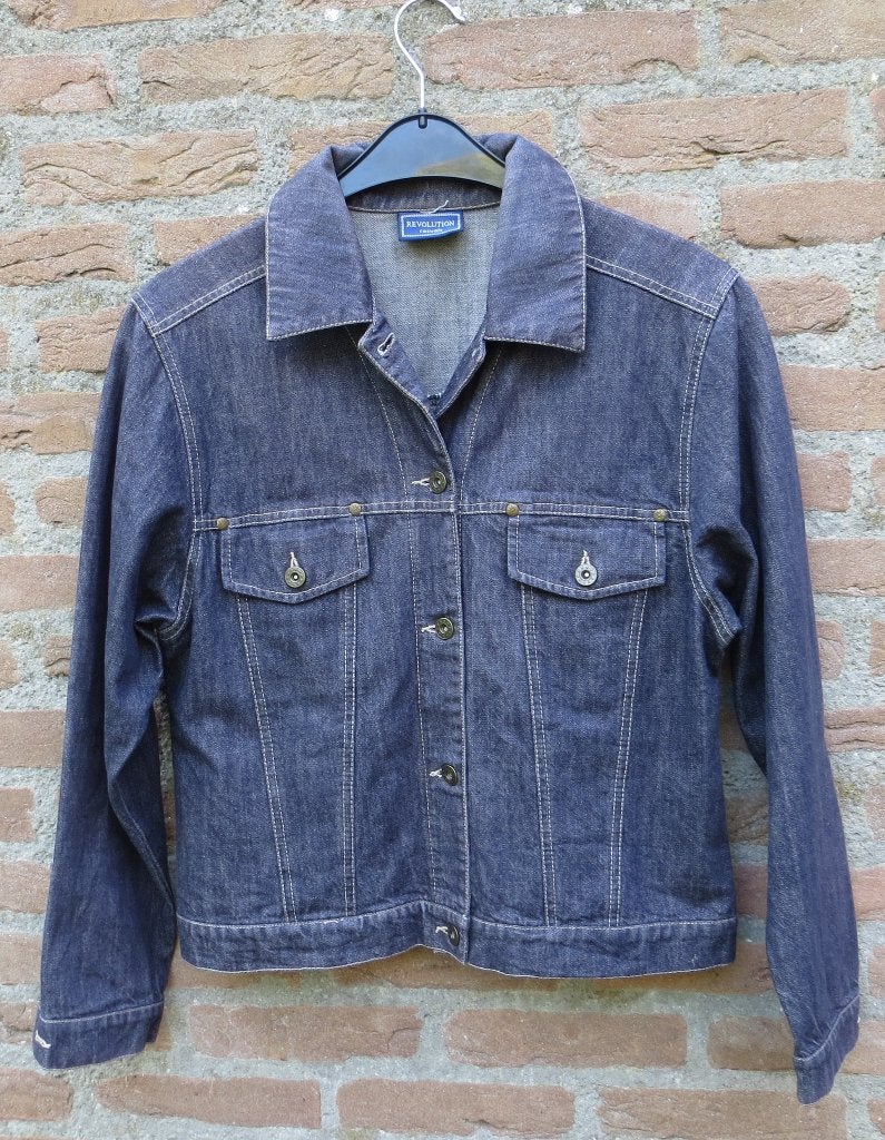 Spijkerstof jack maat 42 Revolution Casuals 100% katoen zgan, Ophalen, Revolution Casuals, Blauw, Maat 42/44 (L)