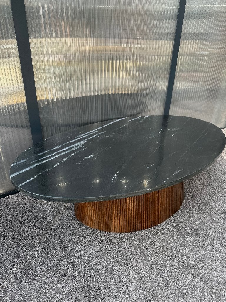 Salontafel zwart/bruin Marmer, Ophalen, Gebruikt, 100 tot 150 cm, 50 tot 100 cm