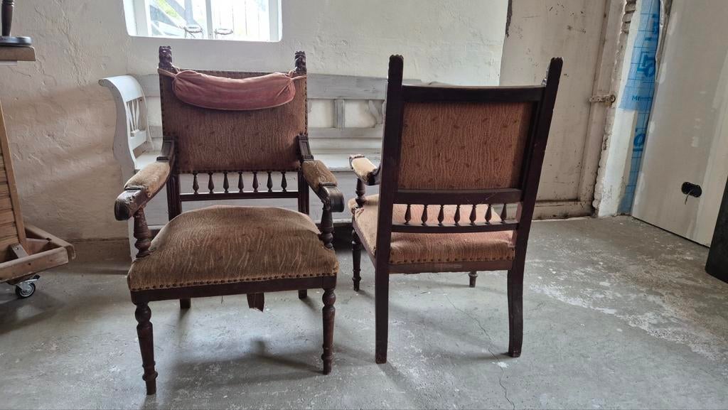 Mooie set koloniale stoelen - karaktervol - massief hout, Ophalen