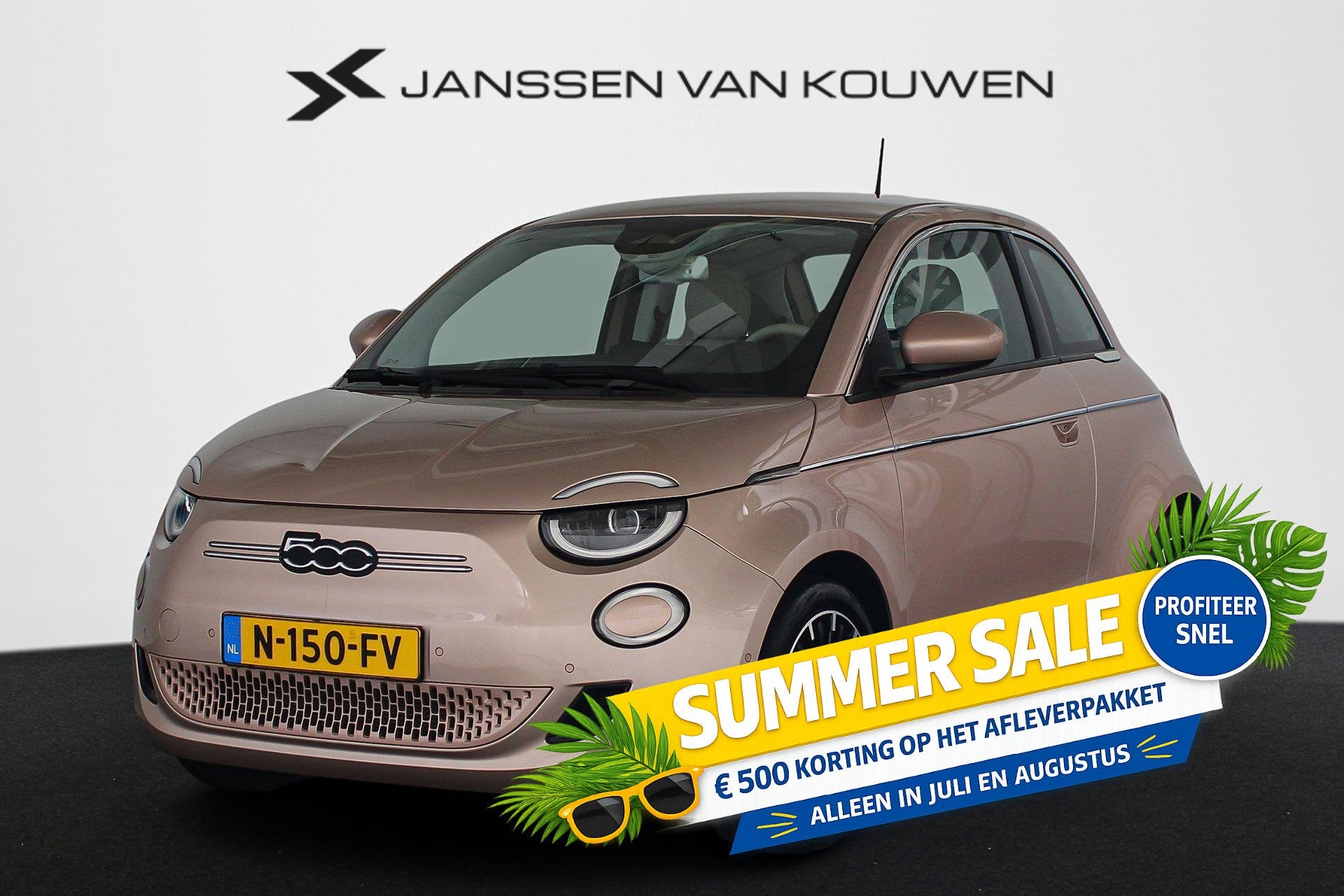 Fiat 500 3+1 La Prima 42 kWh Leder Stoelverwarming LED Achte, Auto's, 1300 kg, 4 stoelen, Origineel Nederlands, 308 km