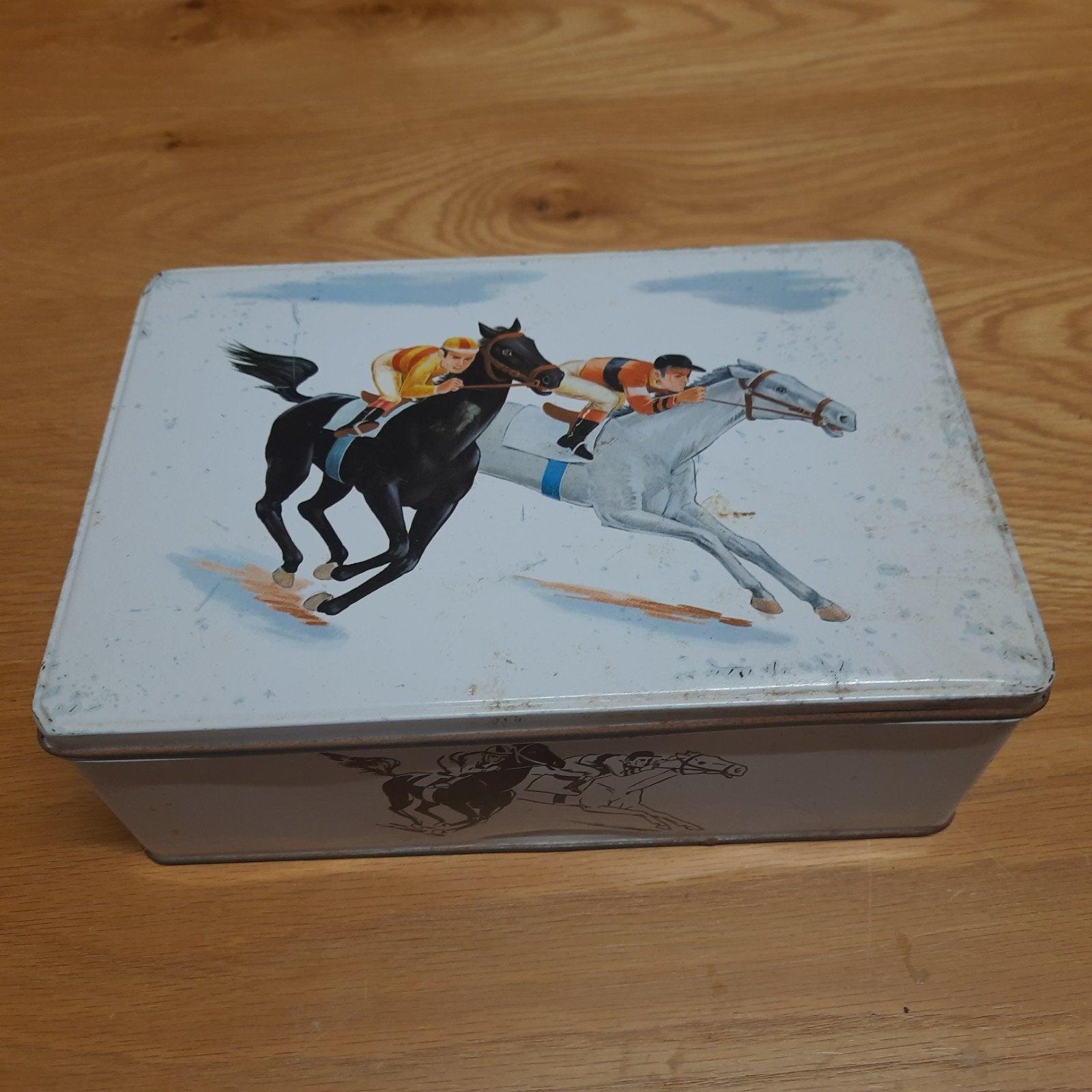 Vintage Van Melle paardenrace blik, Ophalen of Verzenden