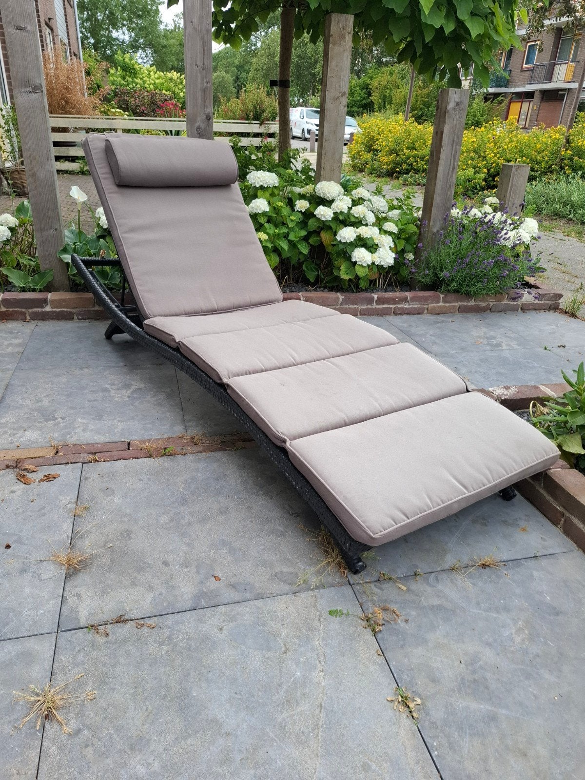 Verstelbare ligbed Wicker Ligstoel met Kussen, Ophalen, Wicker