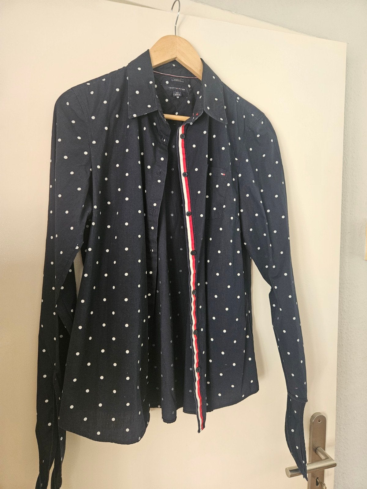Tommy Hilfiger blouse met stippen, maat S, Blauw, Ophalen of Verzenden, Zo goed als nieuw, Maat 36 (S)