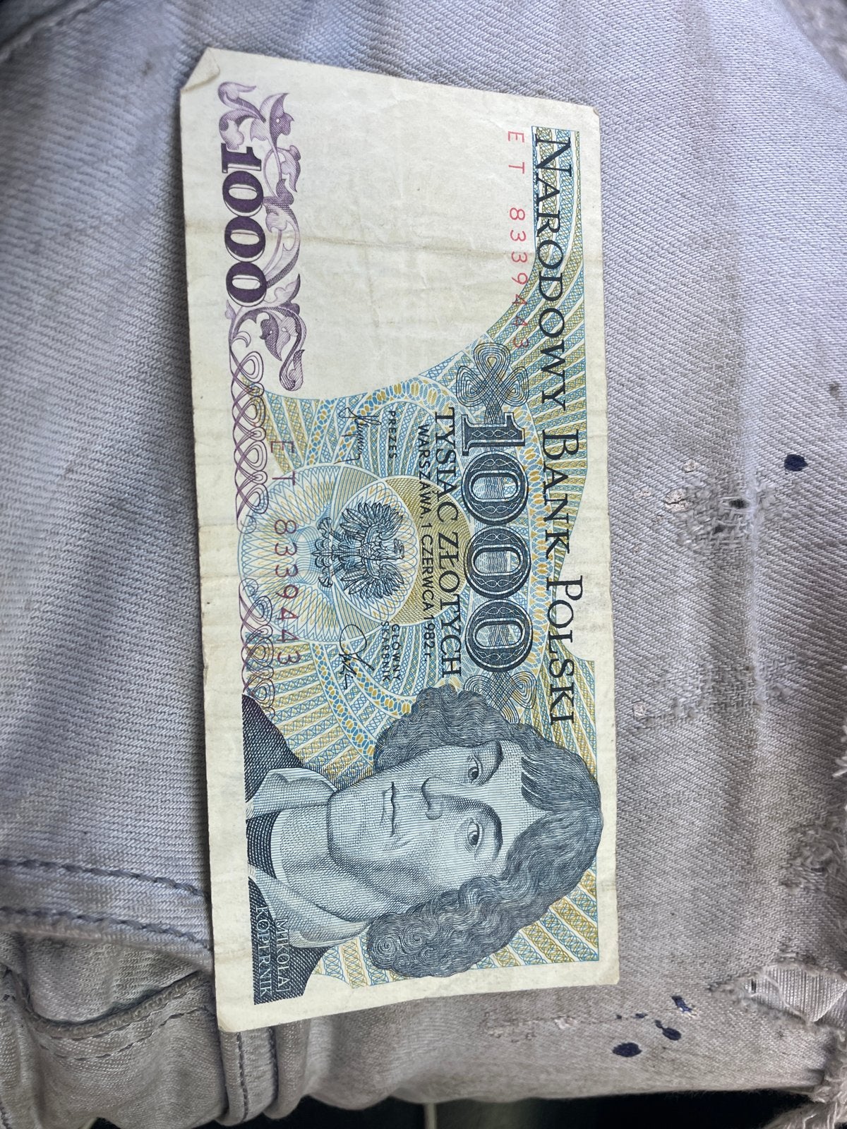 Pools biljet 1000 Zlotych 1982 - Mikolaj Kopernik, Ophalen, Polen, Los biljet