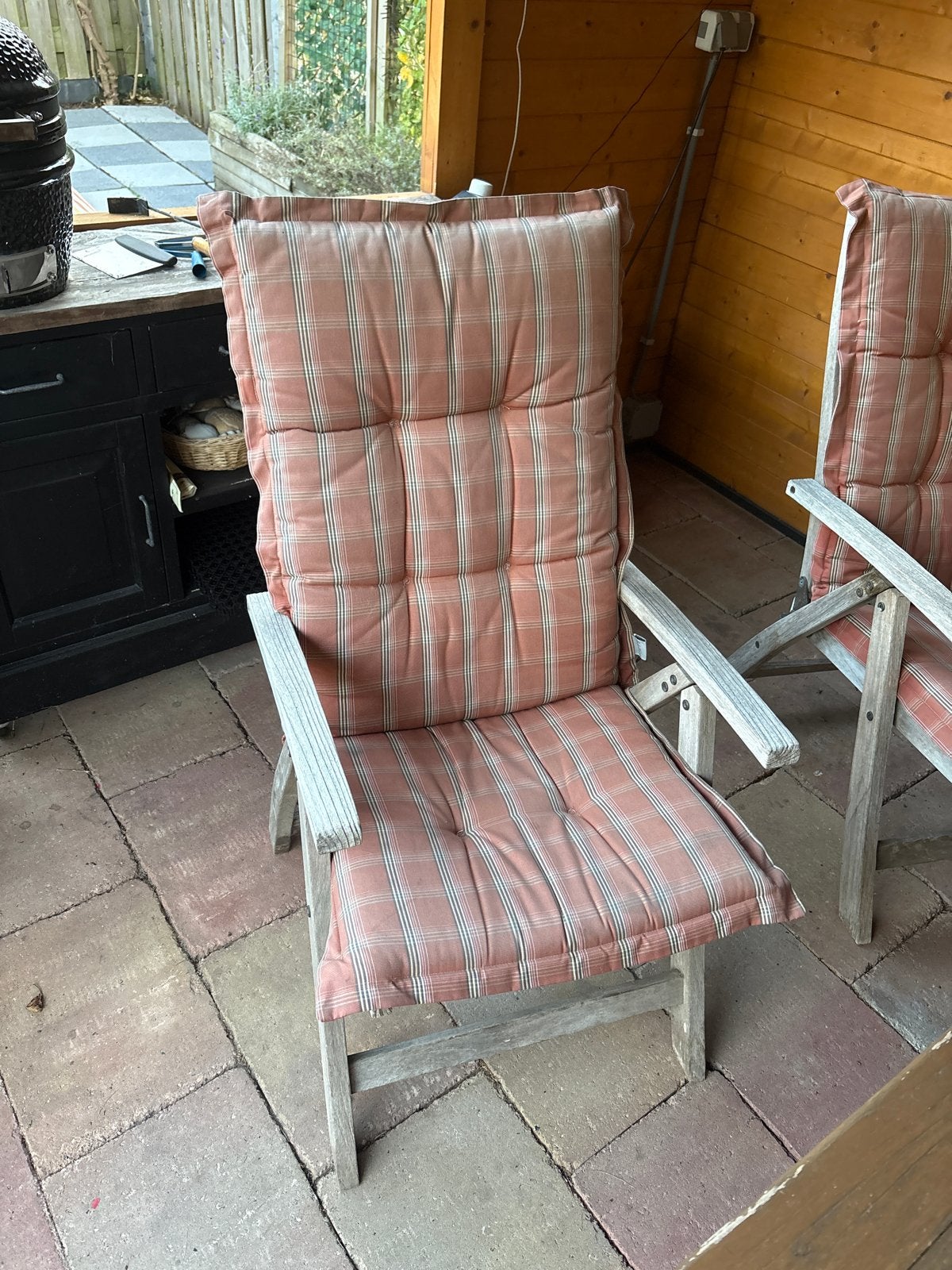 5 Teakhouten Tuinstoelen, Ophalen, Gebruikt, Teakhout, Inklapbaar