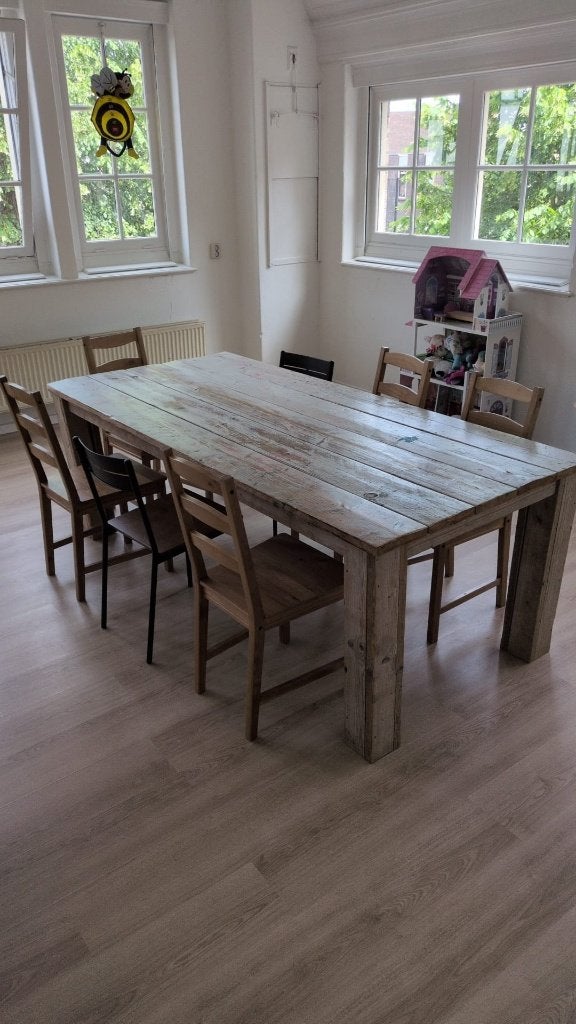 Steigerhouten Tafel, Ophalen, Gebruikt, 200 cm of meer, 50 tot 100 cm