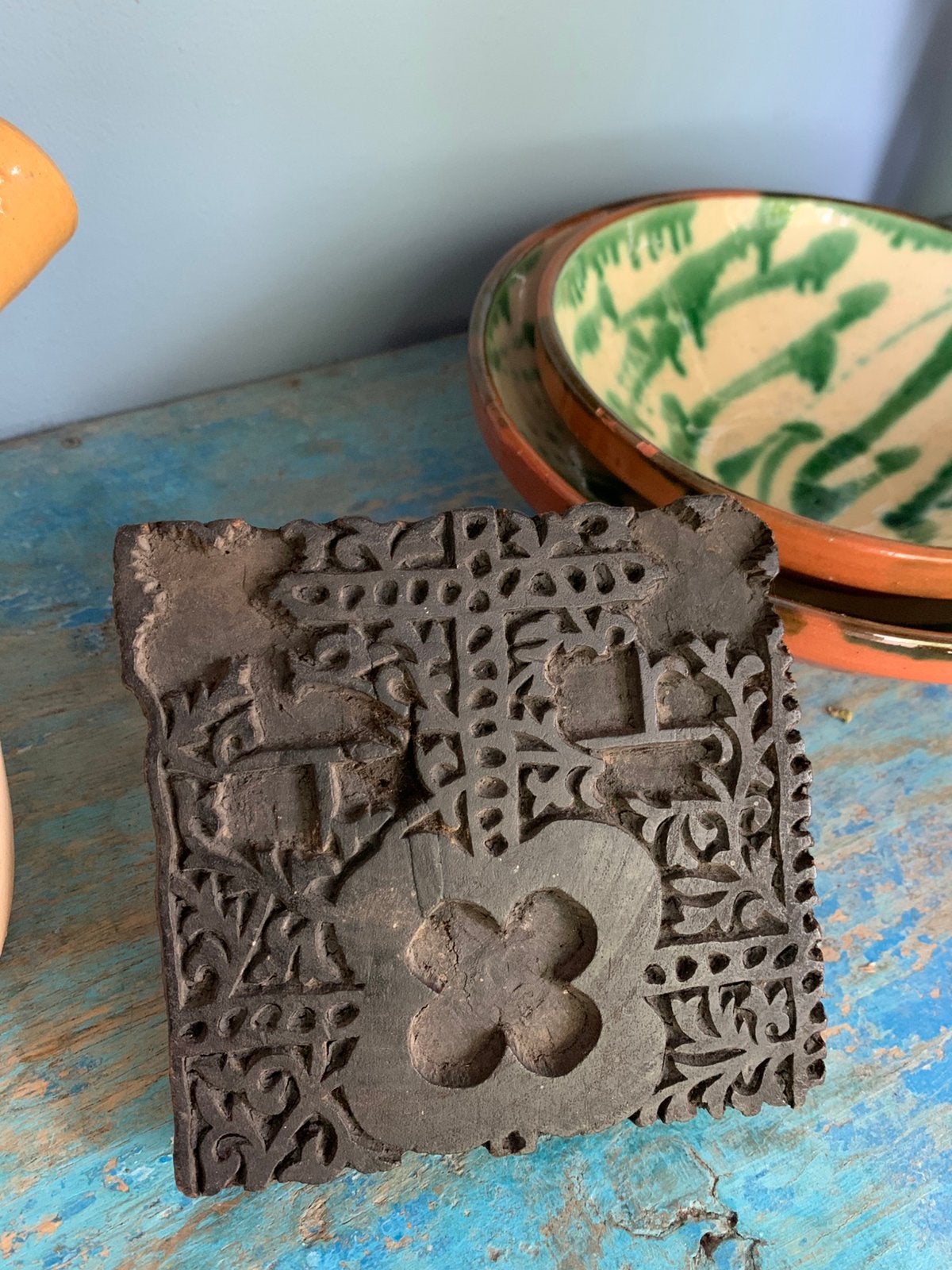 Batik stempel hout, Verzenden, Zo goed als nieuw, Houten stempel